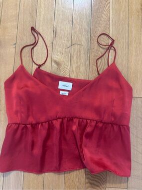 Wilfred Red Satin Peplum Cami